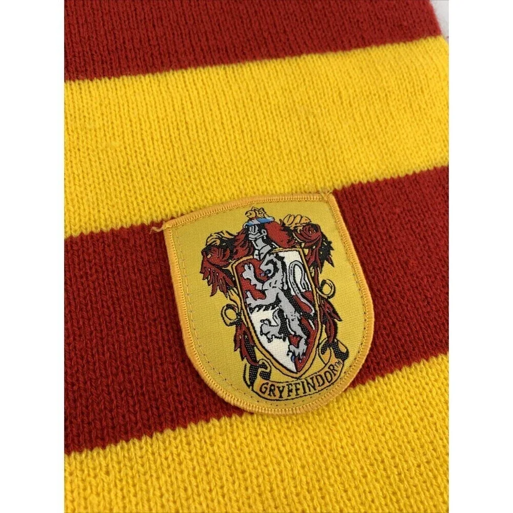 BOGO Harry Potter Gryffindor Striped Scarf Knit Fringe Patch One Size Red Yellow